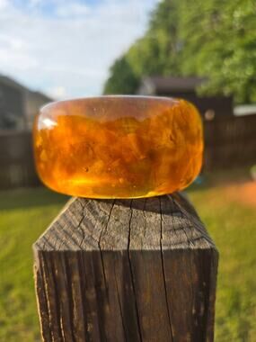 Authentic Monies Gerda Lynggaard Sculptural Amber Resin Statement Cuff Bracelet